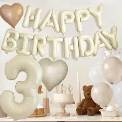 【くすみカラー デコレーションバルーン ＆ ナンバーバルーン ＆ ハート セット】 お誕生日 飾り付け   記念日　Happy Birthday パーティー のための誕生日バルーン 誕生日装飾 風船セット HarunHarun 　記念日　大人飾り　1歳　2歳