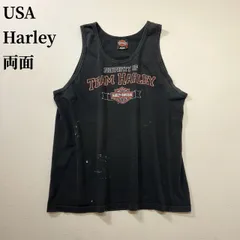 USA製　Harley Davidson　両面プリント　雰囲気系　タンクトップ　ノースリーブ　L　ブラック 古着