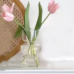 【新着商品】アレンジ ガラスボトル ガラスベース インテリア雑貨 透明 北欧 おしゃれ インテリア飾り ガラス花瓶 花器 (クリアー-19cm) 一輪挿しガラスフラワーベース ＧＵＬＡＹＩ花瓶