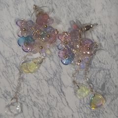 透け感ピアス 花 蝶々 ゆめ色