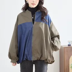 裾バルーン ブルゾン M〜L オーバーサイズ デニム ドッキング レディース 長袖 アウター オシャレ 秋冬/12717794 カーキ F