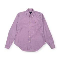 90s RALPH LAUREN ラルフローレン BD ボタンダウン オックスフォード ワンポイント 長袖シャツ 7/パープル レディース ビンテージ