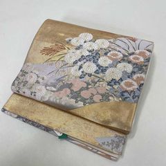 袋帯 正絹 金糸 菊 桜 橋 波文 六通 礼装 フォーマル 訪問着 留袖 振袖 