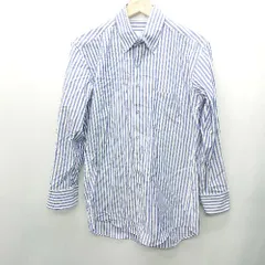 ◇ SUIT SELECT スーツセレクト ストライプ柄 長袖 シャツ サイズM ブルー ホワイト メンズ E  【1407180035324】