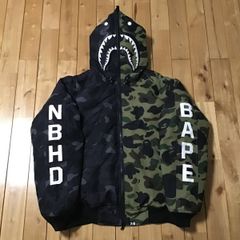★原宿限定★ BAPE NEIGHBORHOOD SHARK HOODIE ダウンジャケット Lサイズ a bathing ape シャーク パーカー ネイバーフッド エイプ ベイプ