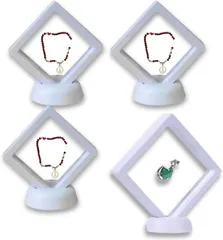 Neutral Zenith アクリルスタンド ディスプレイケース ピンバッジ ラバーストラップ キーホルダー 展示 フローティングフレーム ルースケース 透明フィルム ホワイト 11x11x2cm 4個(ホワイト,  11x11x2cm 4個)