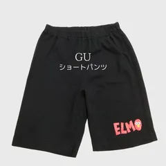 M1-01154【KIDS】GU ショートパンツ (120) /黒 キャラクター柄