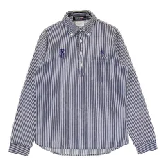 サイズ：M LE COQ GOLF ルコックゴルフ  長袖ポロシャツ ボタンダウン ストライプ柄 ブラック系 [240101466906] ゴルフウェア メンズ ストスト