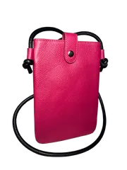 【Rebecca】 スマートポシェット イタリアンレザー 牛本革 ショルダーポシェット レディース メンズ 4531フューシャピンク 牛革 本革 ポシェット スマホポシェット ショルダーバッグ 男女兼用 ユニセックス