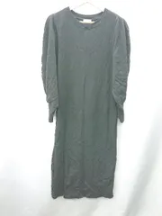 ◇ ⊇ earth music&ecology スリット加工 長袖 ロング丈 ワンピース サイズF ブラック レディース E  【1409100047714】