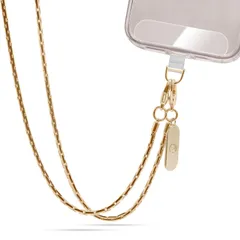 新品 [X-Lounge] 携帯ストラップ チェーンストラップ 軽量の80gスマホストラップ スマホショルダー用 バック用 切れにくい オシャレな見た目 専用パッケージ包装 パッチ２枚付き (ゴールド)