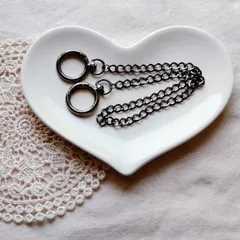 黒チェーン　シンプルスマホストラップ