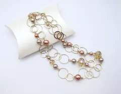 C'est Bien セビアン ゴールド フェイクパール ロングネックレス