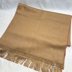 【特価】逸品 美品 高級 かしみや ストール ショール マフラー 大判 かしみや100% ブラウン オレンジ リバーシブル 女性 婦人 レディース 和装小物 和装 着物 留袖 訪問着 振袖 浴衣 B111406