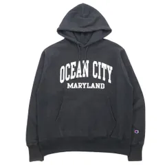 Champion リバースウィーブ プルオーバーパーカー XL グレー コットン 青単タグ 復刻 カレッジ アーチロゴ 2段プリント