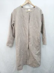 ◇ Techichi テチチ ノーカラー ウール混 キレイめ 長袖 コート サイズFREE ベージュ レディース P  【1405090013166】