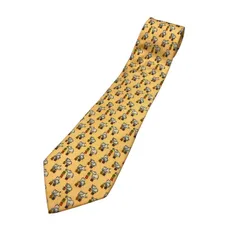 Salvatore Ferragamo サルヴァトーレ フェラガモ アニマル ゾウ柄 ネクタイ シルク100％ 中古 D4
