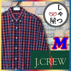 ★美品★ME5-213★USA直輸入★人気ブランド★正規品★【J.CREW ジェイクルー】タータンチェック柄 長袖 BD シャツ【メンズ M】赤 紺 黄 良品 上質