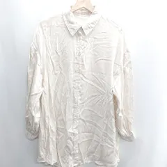 ◇ ⊇ one after another NICE CLAUP サテン系 オーバーサイズ 長袖 シャツ サイズF ベージュ レディース E  【1410100005758】