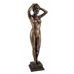 Bronze-like finish, standing nude female figure, erotic art, sculpture, art piece, study, gift, present, bathroom (imported)
