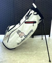 【中古品】サイコバニー Psycho Bunny キャディバッグ PBMG7SC2　ホワイト ゴルフ スタンド