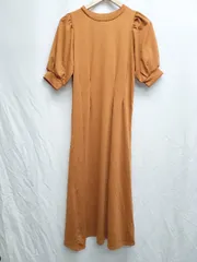 ◇ ⊂ AZUL BY MOUSSY アズールバイマウジー 五分袖 膝下丈 ワンピース サイズS ブラウン系 レディース P  【1407260043218】