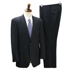 5NG005】BELLUMORE Royal Wool 2つボタン シングルスーツ A7 L ダークグレー 暗灰色 ストライプ ツータック 春秋冬 G1121227-1 【中古】【メンズビジネス】202507