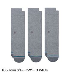 STANCE スタンスソックス STANCE socks ICON グレーヘザー 3足 アイコン 無地 シンプル 靴下 メンズ レディース 定番 ブランド おしゃれ スポーツ プレゼント ギフト 女性 彼氏 男性 大人