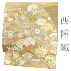 袋帯 中古 唐織 金 花 菊 椿 牡丹 笹 桔梗 紅葉 花唐草 鼓 リサイクル 着物 仕立て上がり 礼装用 フォーマル 結婚式 No.i6-2175