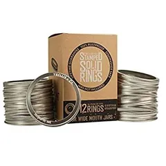T & Co。StampedステンレスWide Mouth Mason Jarリング/バンド/トップス???耐久性& Rustproof???Forギフト、Canning、ストレージ Set of 12