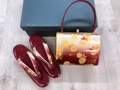 【匿名配送OK・美品】草履 バッグ セット ／ Zori Sandals & Handbag Set 赤金ぼかし×薔薇柄 [Mサイズ] 成人式・結婚式に◎ 和装小物