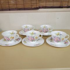 ロイヤルドルトン　アルカディア　カップ＆ソーサー　食器　花柄　5客セット　まとめ　洋食器　Royal Doulton