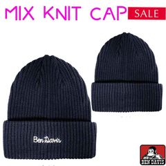 Dead Stock◾️新品/未使用◾️BEN DAVIS Mix Knit Cap <NAVY>コットン ミックス ニット キャップ  ( BDW-9526)帽子 ニットキャップ