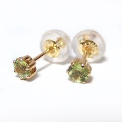 希少石・（極）美品 K10YG+ベスビアナイト+ダイヤ ピアス（片耳）sowi 