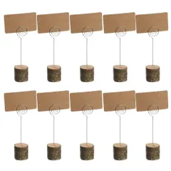 【新着商品】カードスタンド 木製 卓上 10個入り 天然木 カードクリップホルダー メモスタンド 名刺 写真立て 丸太 卓上スタンド メモホルダー 切り株 丸太スタンド