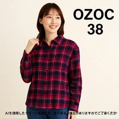 AB0300 OZOC チェック柄 長袖シャツ 綿100% 38サイズ 美品