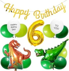 【在庫処分】誕生日 飾り付け 風船 バルーン 恐竜 ダイナソー 数字6 6歳 ナンバー バースデー パーティー デコレーション セット HAPPY BIRTHDAY ガーランド シンプル 装飾 キッズバースデーキット お祝い 写真背景 インスタ映え 子