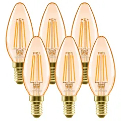 【大安売り】LVWIT シャンデリア電球 E12口金 4.5W（36W形相当） 420lm フィラメント電球 LED 燭台電球 2400K 省エネ PSE 調光器非対応 6個入