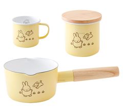 富士ホーロー ミッフィーミルクパン 12cm キャニスター 9cm マグカップ 8cm イエロー だんす 3セット