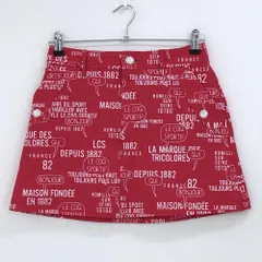 【超美品】ルコック スカート ピンク×白 英字総柄 ストレッチ  レディース 7 ゴルフウェア le coq sportif