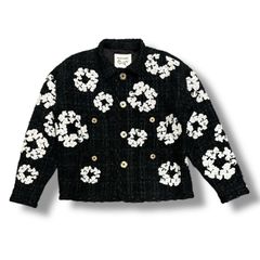 参考上代550000円 READY MADE × DENIM TEARS TWEED JACKET ツイードジャケット レディメイド デニムティアーズ コラボ RE-DT-BK-00-00-03 ブラック 3 90461A6