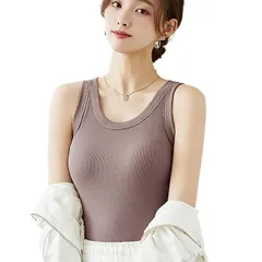 タンクトップ カップ付き ブラトップ ブラタンク レディース リブ編み 大きいサイズ Uネック 着痩せ オシャレ 上品 さらさら 光沢 シンプル 無地 rr-010