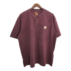 Carhartt カーハート ヘンリーネック ポケットＴシャツ ワインレッド(メンズ XL)中古 古着 T9367