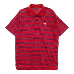 サイズ：XL UNDER ARMOUR アンダーアーマー  半袖ポロシャツ ボーダー柄 レッド系 [240101475911] ゴルフウェア メンズ ストスト