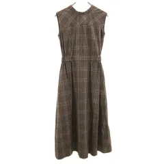 SNIDEL スナイデル チェック柄 ノースリーブ ウエストシャーリング ワンピース F ブラウン レディース 古着