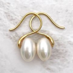 本当に綺麗な輝り輝り本真珠の雫フックピアス 10mm 淡水パール サージカルステンレス316L 金属アレルギー ライス