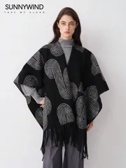 アクセサリー レディース スカーフ 1個 女性用幾何学柄ポリエステルカジュアル暖かい厚手ショール、秋冬の日常使いに