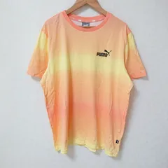 (^w^)b PUMA プーマ サマーフェイディング Tシャツ 半袖 カットソー 丸首 ロゴ プリント スポーツ タウンユース オシャレ 可愛い シンプル カジュアル オレンジ イエロー メンズ レディース サイズXL