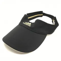 【超美品】アディダス サンバイザー 黒×ゴールド 立体ロゴ刺しゅう  フリーサイズ(57-59cm)  ゴルフウェア adidas
