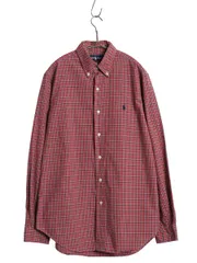 【お得なクーポン配布中!】 90s ラルフローレン チェック 長袖 ボタンダウン シャツ メンズ М / オールド ポロ 長袖シャツ コットン ワンポイント マルチカラー 薄手